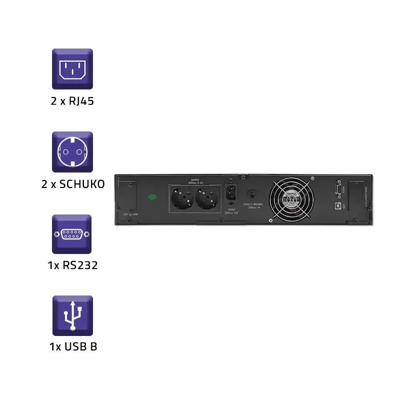 Zasilacz awaryjny UPS Qoltec RACK | 1kVA | 800W | LCD