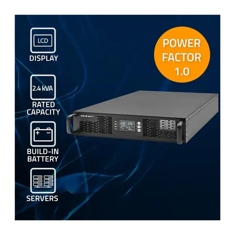 Zasilacz awaryjny UPS Qoltec do RACK | 2kVA | 2000W | Power Factor 1.0 |