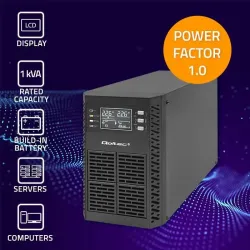 Zasilacz awaryjny UPS Qoltec 1kVA | 1000W | Power Factor 1.0 | LCD | EPO |