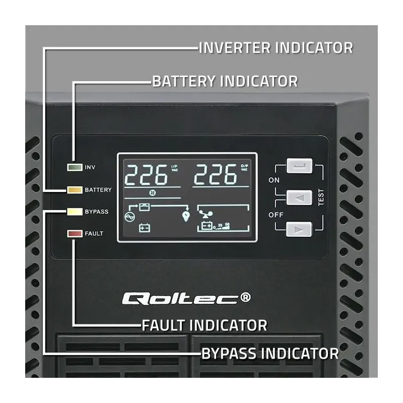 Zasilacz awaryjny UPS Qoltec 1kVA | 1000W | Power Factor 1.0 | LCD | EPO |