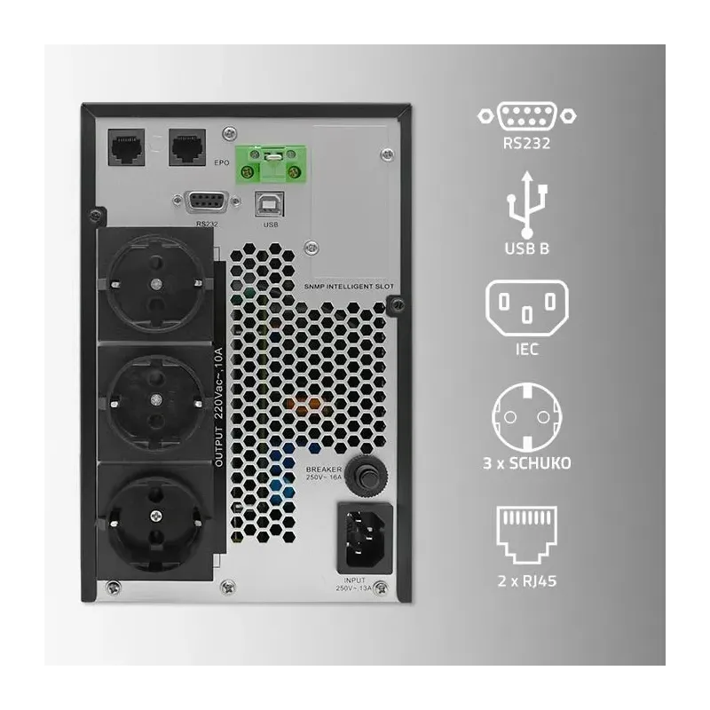 Zasilacz awaryjny UPS Qoltec 2kVA | 2000W | Power Factor 1.0 | LCD | EPO |