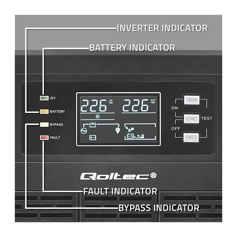 Zasilacz awaryjny UPS Qoltec 3kVA | 3000W | Power Factor 1.0 | LCD | EPO |
