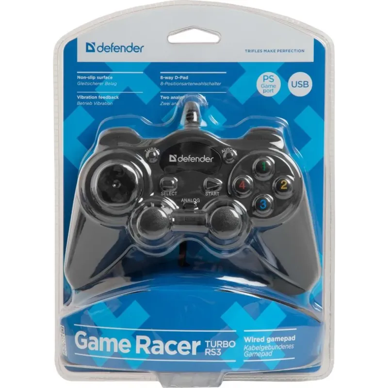 Gamepad przewodowy Defender GAME RACER, tryb turbo, efekt wibracji,