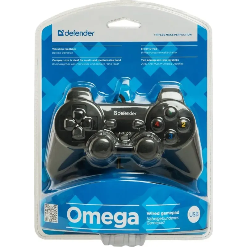 Gamepad przewodowy Defender OMEGA, efekt wibracji, USB