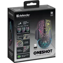 Mysz bezprzewodowa Defender ONESHOT GM-067 optyczna 3200dpi czarna RGB