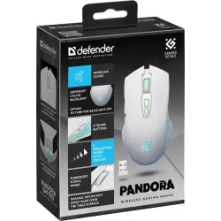 Mysz bezprzewodowa Defender PANDORA GM-502 optyczna 3200dpi biała RGB