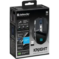 Mysz bezprzewodowa Defender KNIGHT GM-885 optyczna 3200dpi czarna RGB