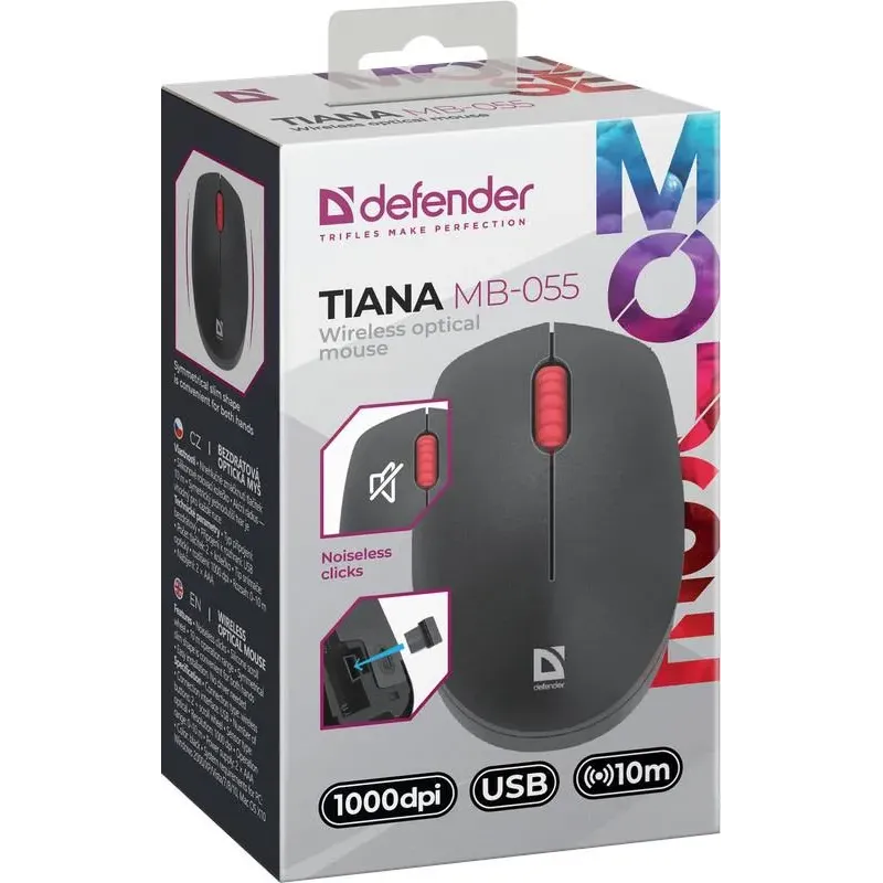 Mysz bezprzewodowa Defender TIANA MB-055 optyczna bezklikowa silent 1000dpi