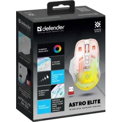 Mysz bezprzewodowa Defender ASTRO ELITE GM-056 optyczna 3200dpi biała RGB