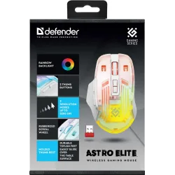 Mysz bezprzewodowa Defender ASTRO ELITE GM-056 optyczna 3200dpi biała RGB