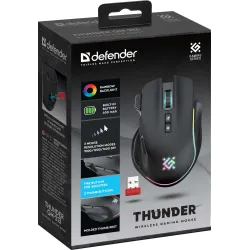 Mysz bezprzewodowa Defender THUNDER GM-213 optyczna 1600dpi czarna RGB