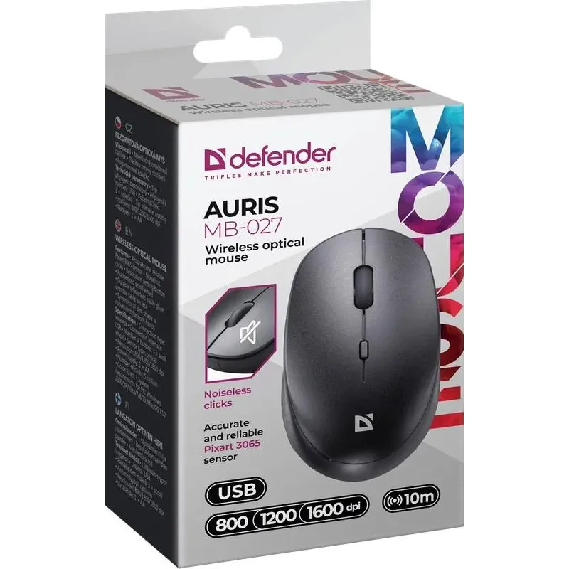 Mysz bezprzewodowa Defender AURIS MB-027 optyczna bezklikowa silent 1600dpi