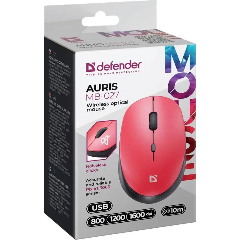 Mysz bezprzewodowa Defender AURIS MB-027 optyczna bezklikowa silent 1600dpi