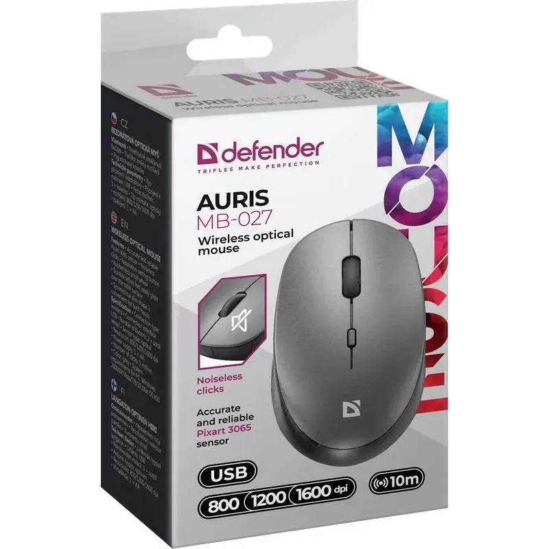 Mysz bezprzewodowa Defender AURIS MB-027 optyczna bezklikowa silent 1600dpi