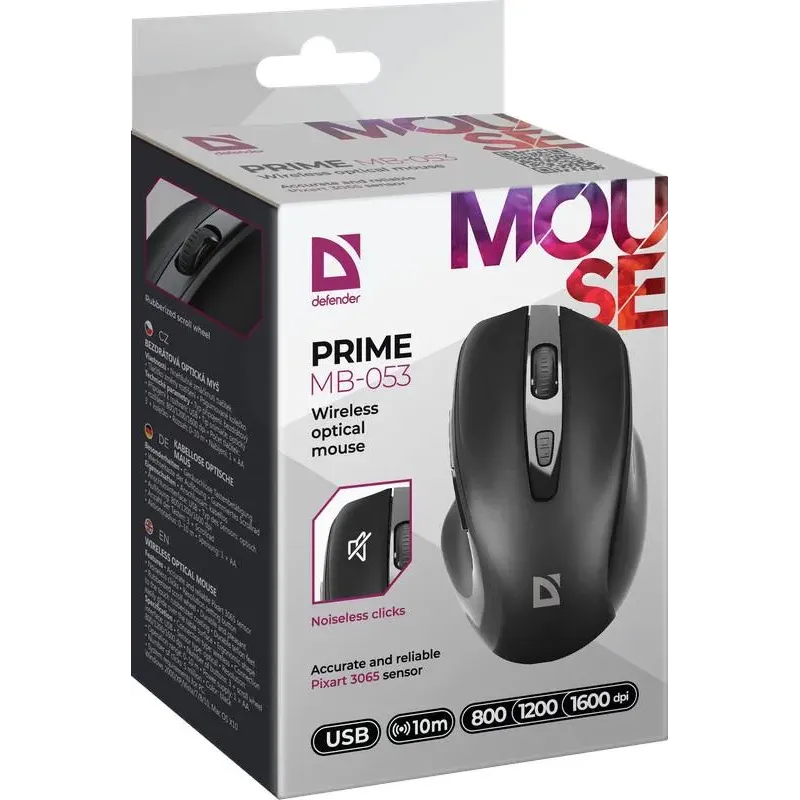 Mysz bezprzewodowa Defender PRIME MB-053 optyczna bezklikowa silent 1600dpi