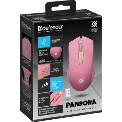 Mysz bezprzewodowa Defender PANDORA GM-502 optyczna 3200dpi różowa RGB