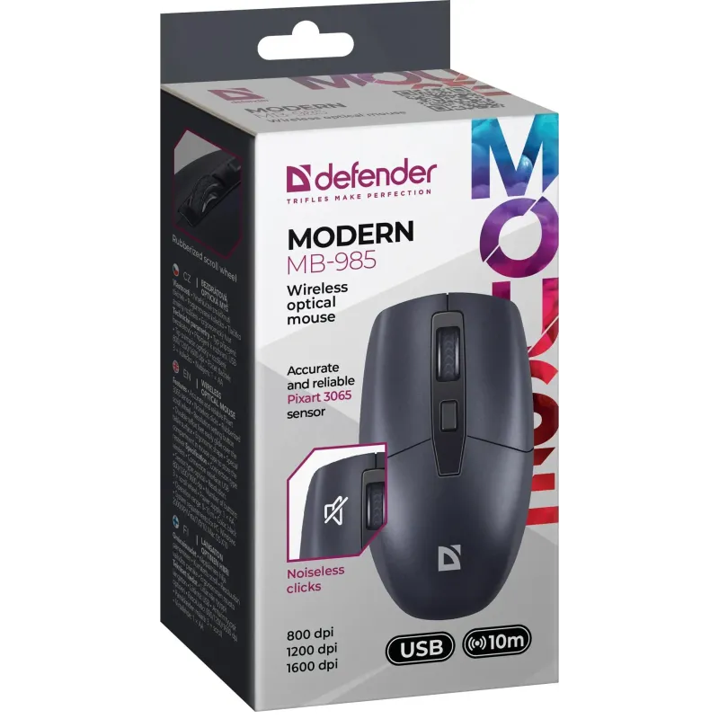 Mysz bezprzewodowa Defender MODERN MB-985 optyczna bezklikowa silent
