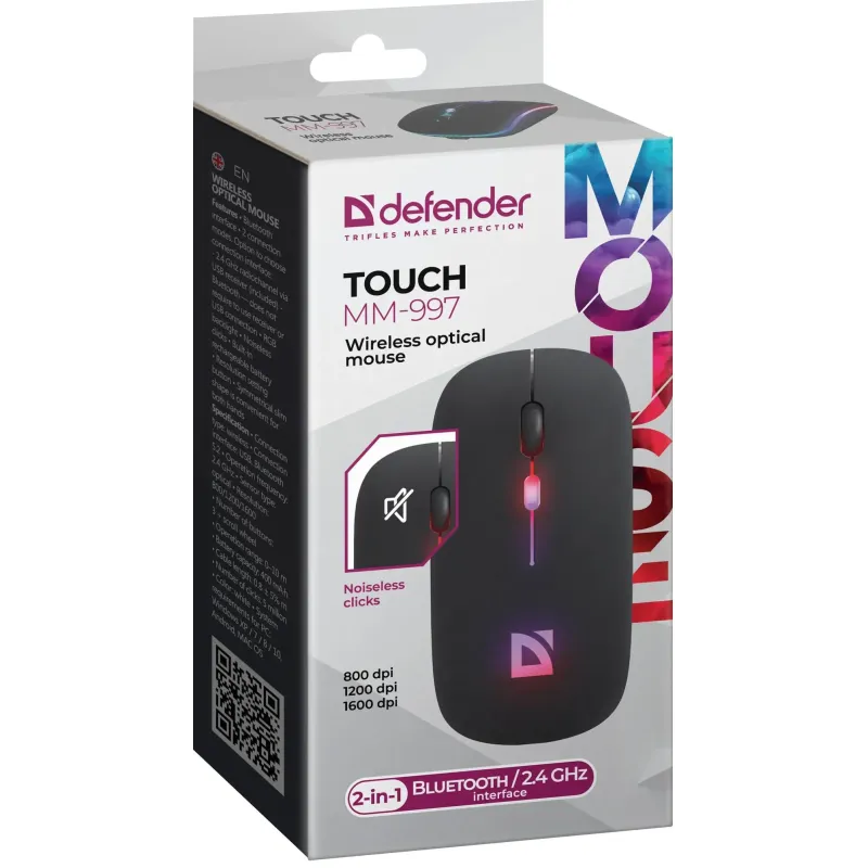 Mysz bezprzewodowa Defender TOUCH MM-997 optyczna 1600dpi 2.4 GHz +