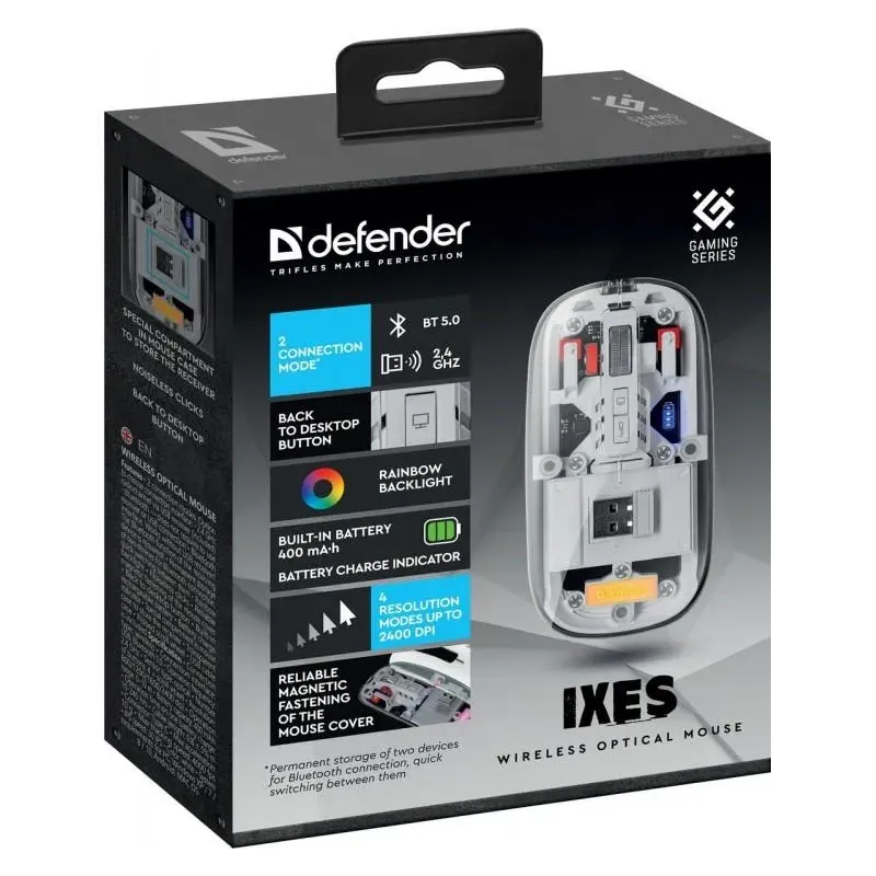 Mysz bezprzewodowa Defender IXES MM-999 optyczna 2400dpi 2.4GHz + Bluetooth