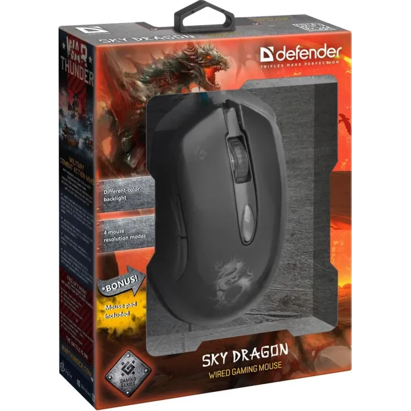 Mysz przewodowa Defender SKY DRAGON GM-090L 3200dpi 6P + podkładka Gaming +
