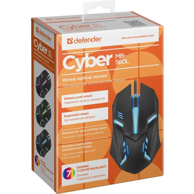 Mysz przewodowa Defender CYBER MB-560L 1200dpi 3P czarna