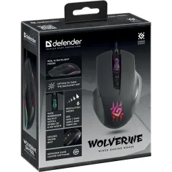 Mysz przewodowa Defender WOLVERINE GM-700L 12800dpi 7P Gaming RGB