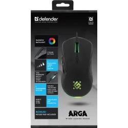 Mysz przewodowa Defender ARGA GM-049 3600dpi 6P + podkładka Gaming
