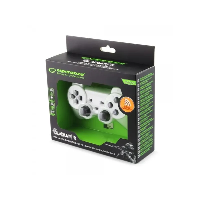 Gamepad bezprzewodowy 2.4GHz PS3/PC USB Esperanza "Gladiator" biało/czarny
