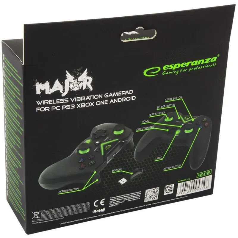 Gamepad PS3/PC/XBOX ONE/ANDROID USB Esperanza "Major" czarny