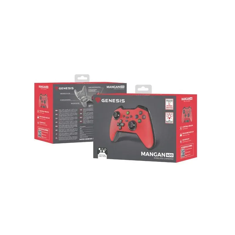 Gamepad Genesis Mangan 400 bezprzewodowy do PC/SWITCH/MOBILE czerwony