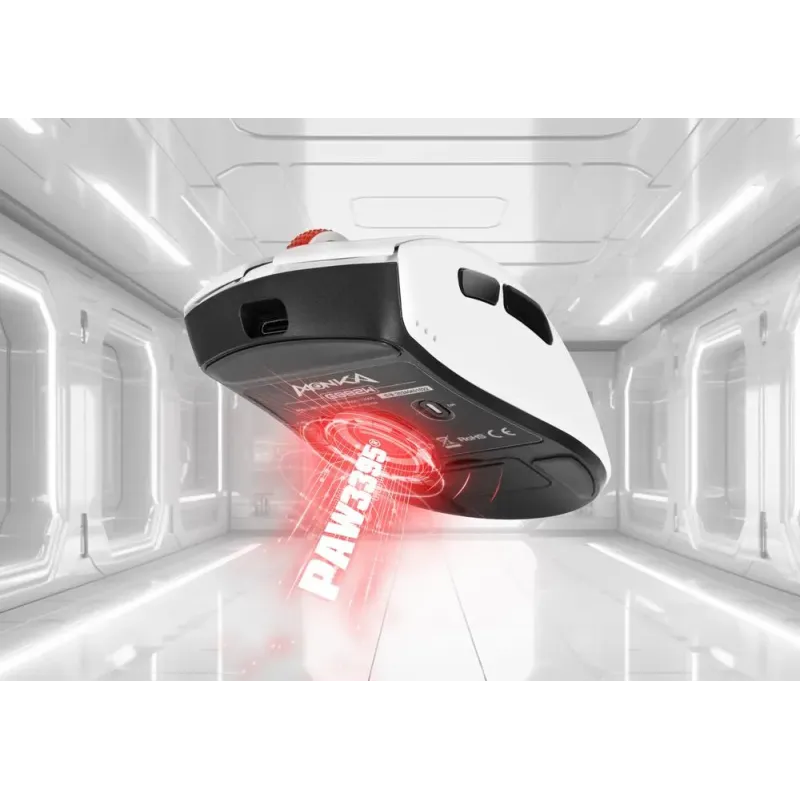 Mysz bezprzewodowa Monka RAPID optyczna 12000dpi 2.4 GHz + Bluetooth biała