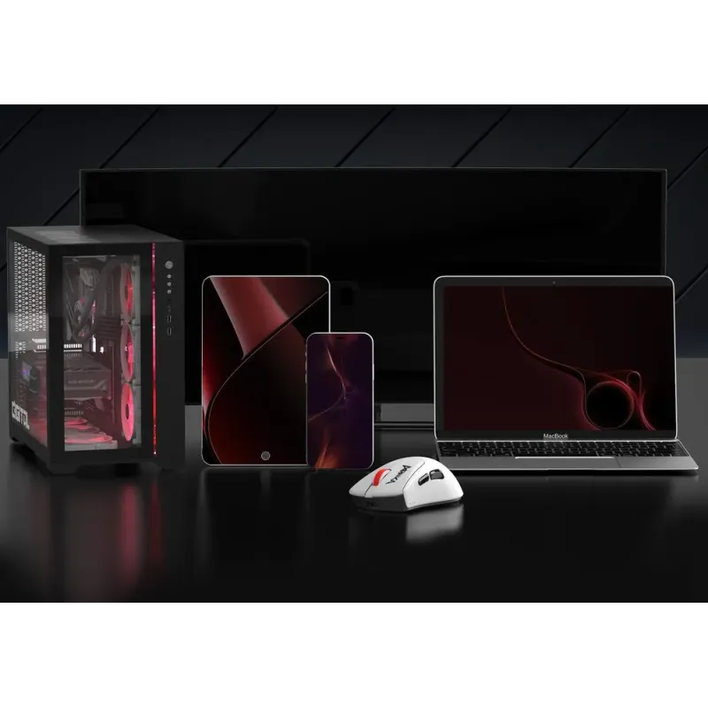 Mysz bezprzewodowa Monka RAPID optyczna 12000dpi 2.4 GHz + Bluetooth biała