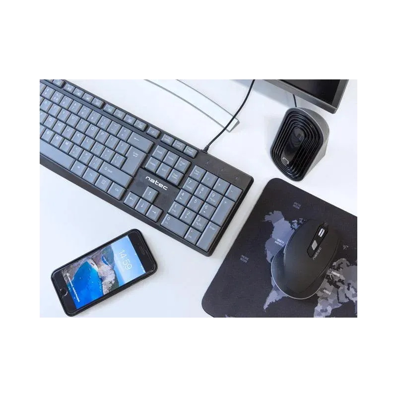 Klawiatura przewodowa Natec Nautilus US slim czarno-szara