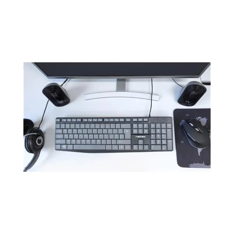 Klawiatura przewodowa Natec Nautilus US slim czarno-szara
