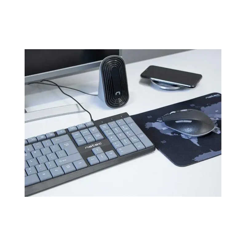 Klawiatura przewodowa Natec Nautilus US slim czarno-szara