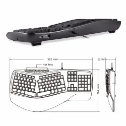 Klawiatura przewodowa Perixx PERIBOARD 312 Backlit, Podświetlana,