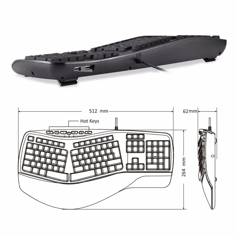 Klawiatura przewodowa Perixx PERIBOARD 312 Backlit, Podświetlana,