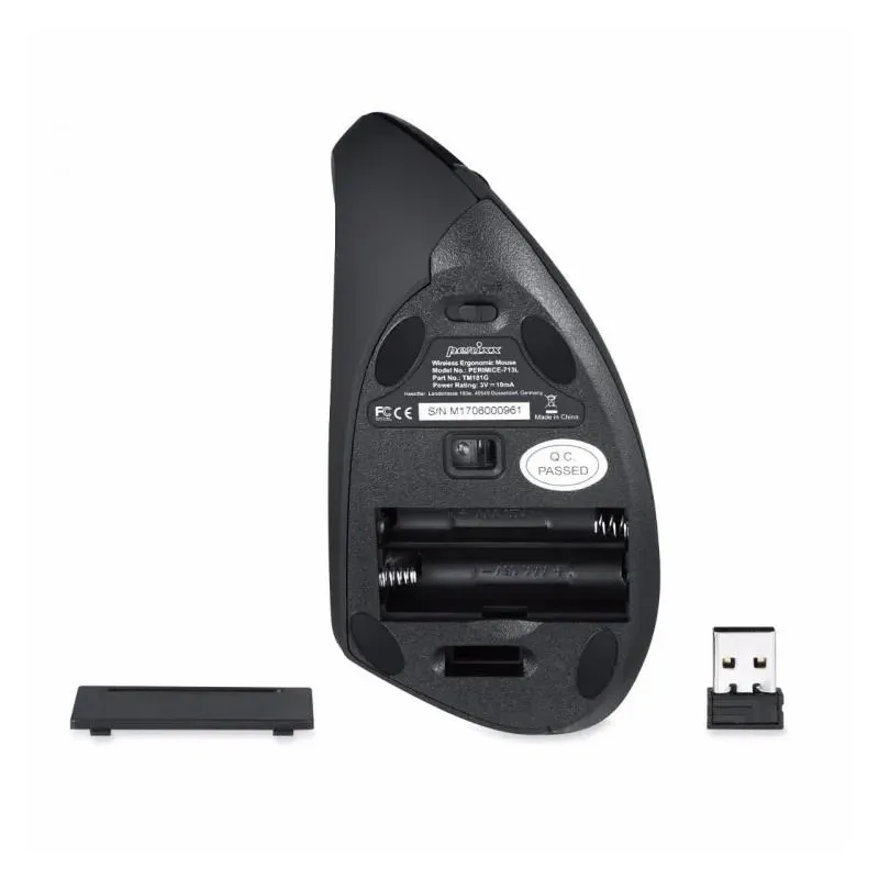 Mysz bezprzewodowa Perixx PERIMICE-713L optyczna wertykalna pionowa czarna