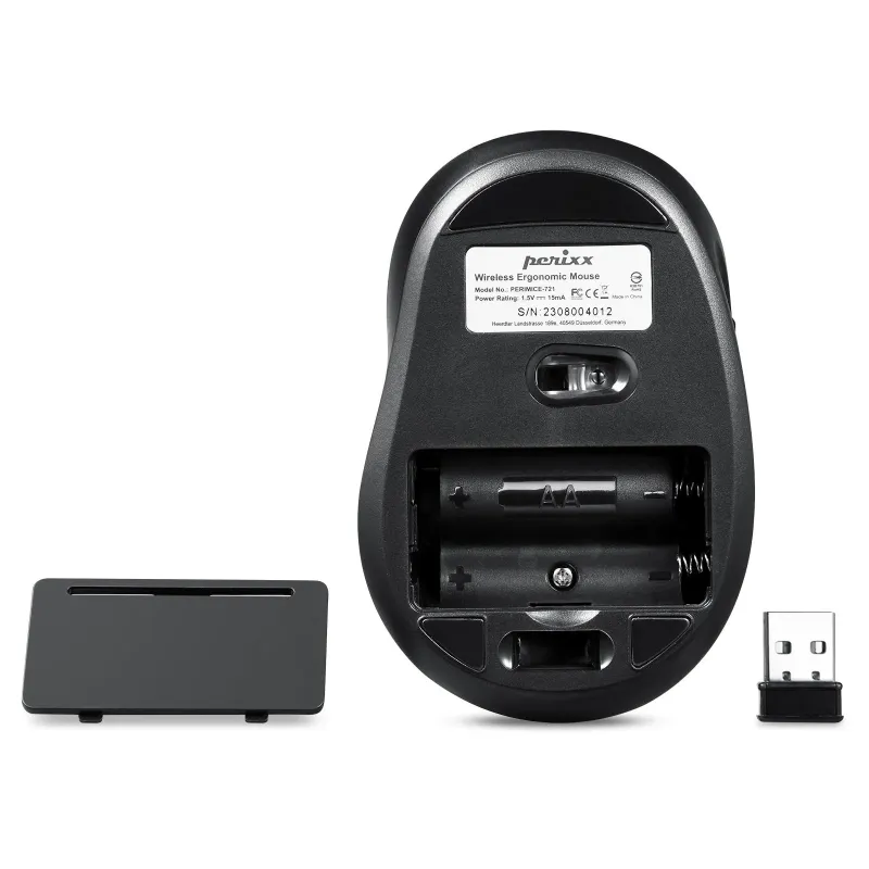 Mysz bezprzewodowa Perixx PERIMICE-721 optyczna 1600dpi 2.4 GHz, czarna,