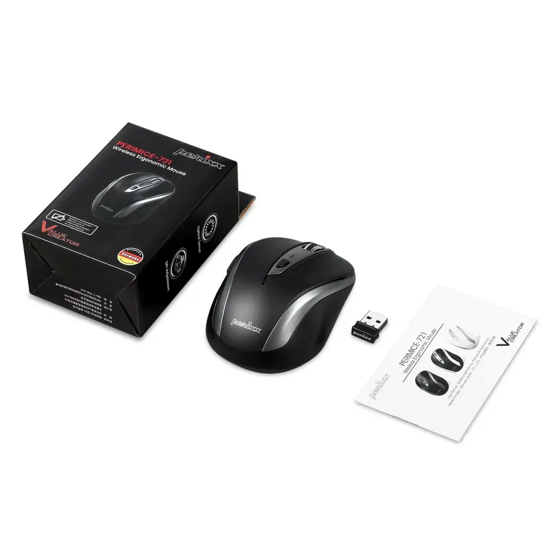 Mysz bezprzewodowa Perixx PERIMICE-721 optyczna 1600dpi 2.4 GHz, czarna,