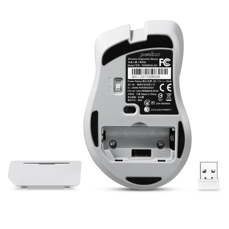 Mysz bezprzewodowa Perixx PERIMICE-621 optyczna 1600dpi 2.4 GHz, szara,