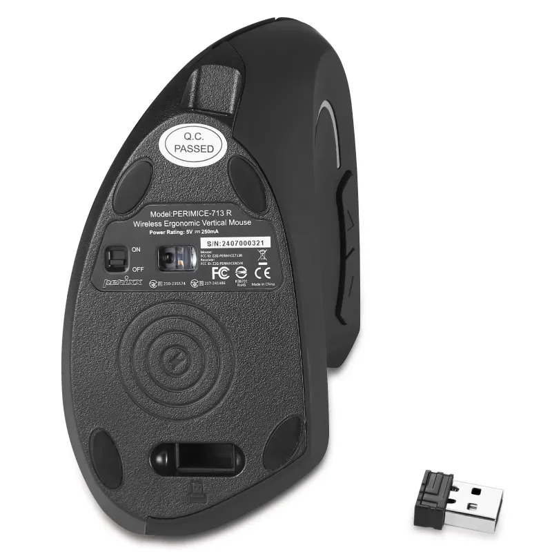Mysz bezprzewodowa Perixx PERIMICE-713R optyczna wertykalna pionowa czarna