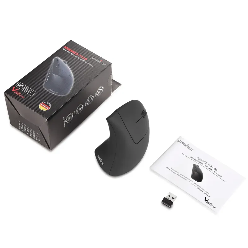 Mysz bezprzewodowa Perixx PERIMICE-713R optyczna wertykalna pionowa czarna