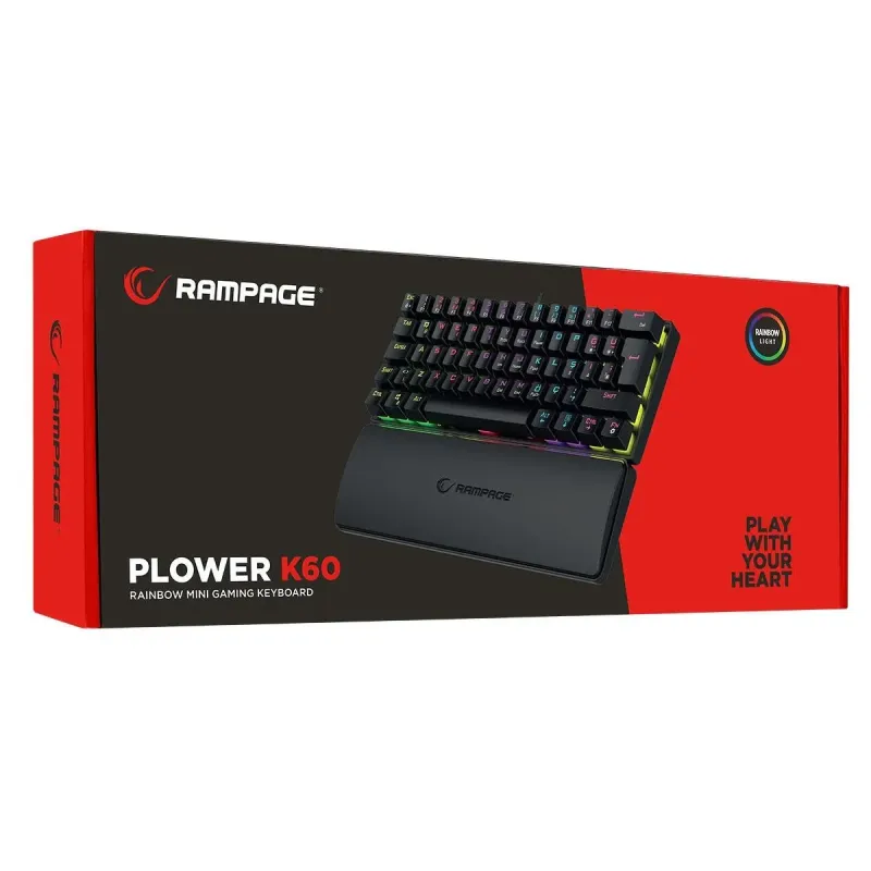 Klawiatura przewodowa Rampage PLOWERK60 gamingowa mechaniczna Blue Switch