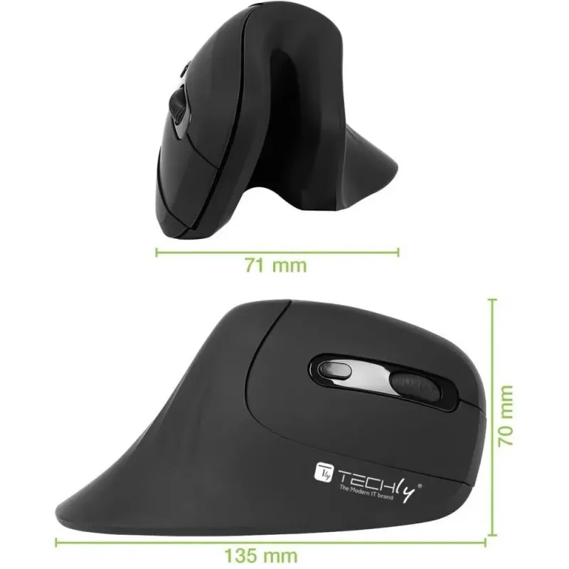 Mysz bezprzewodowa Techly 2.4GHz RF USB pionowa 3200dpi optyczna