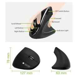 Mysz bezprzewodowa Techly 2.4GHz RF USB pionowa 1600dpi optyczna