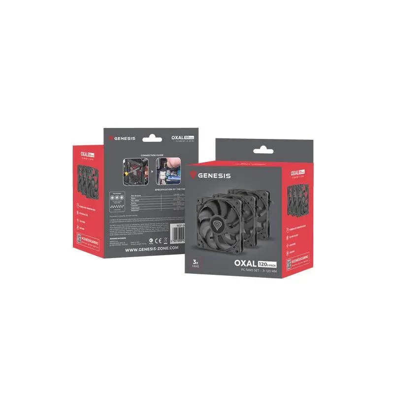 Zestaw 3 wentylatorów do zasilacza/obudowy Genesis Oxal 120 czarny