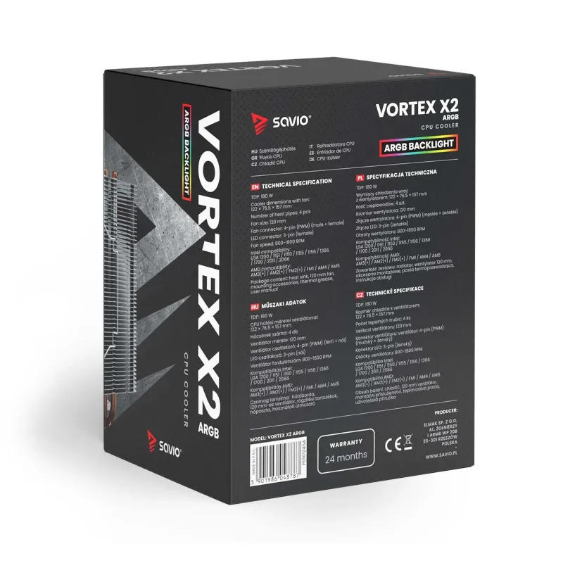 Wentylator CPU SAVIO VORTEX X2 ARGB