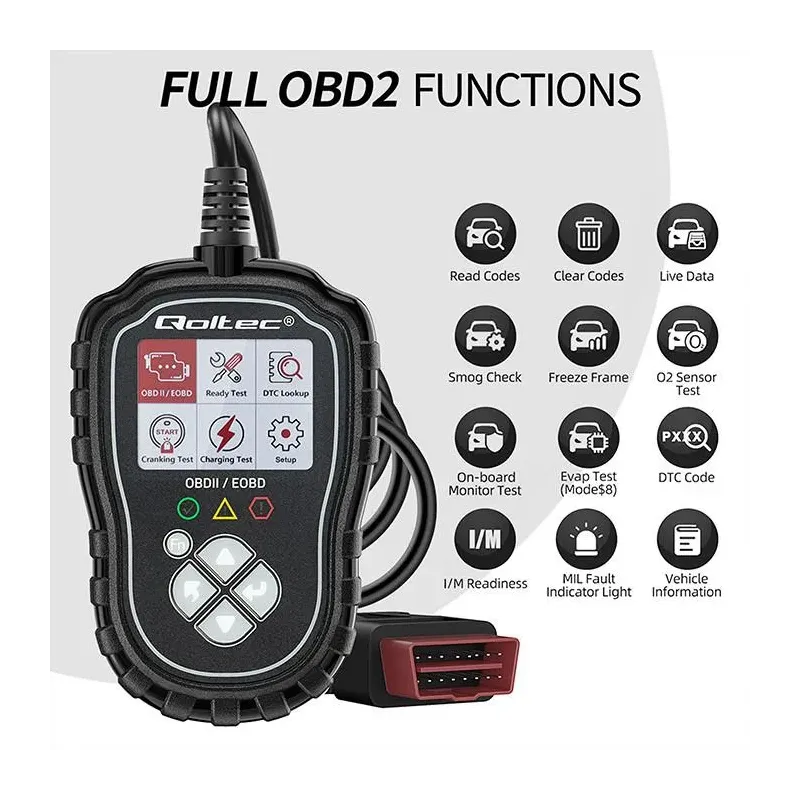 Tester cyfrowy Qoltec diagnostyczny ProLine | OBDII EOBD | 8V-25V | Dual