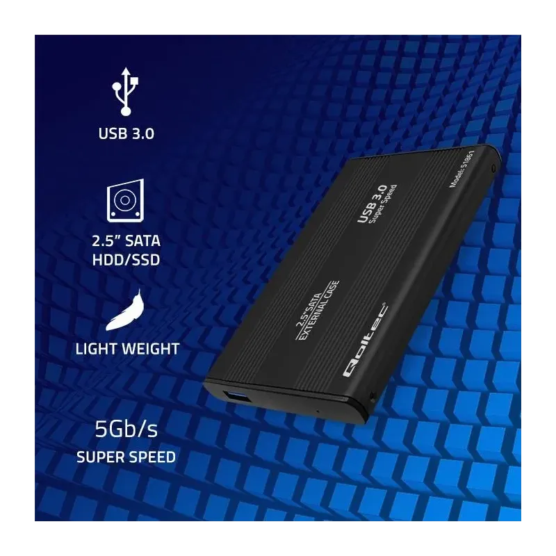 Obudowa Qoltec na dysk HDD/SSD 2.5" SATA3 | USB 3.0 | Czarna